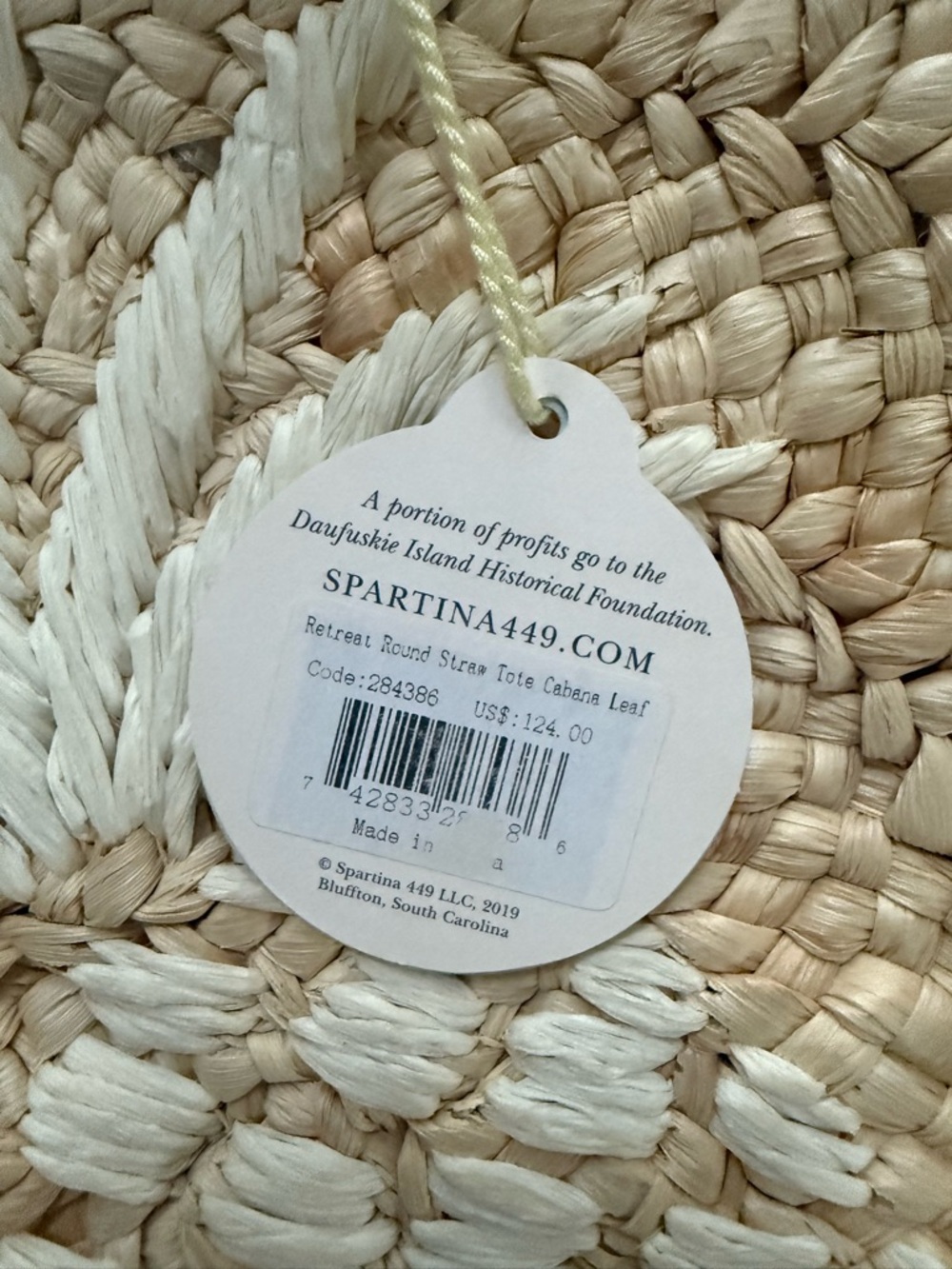 Rare NWT Spartina 449 Retreat Round Straw Tote Cabana Leaf - Picture 5 of 10